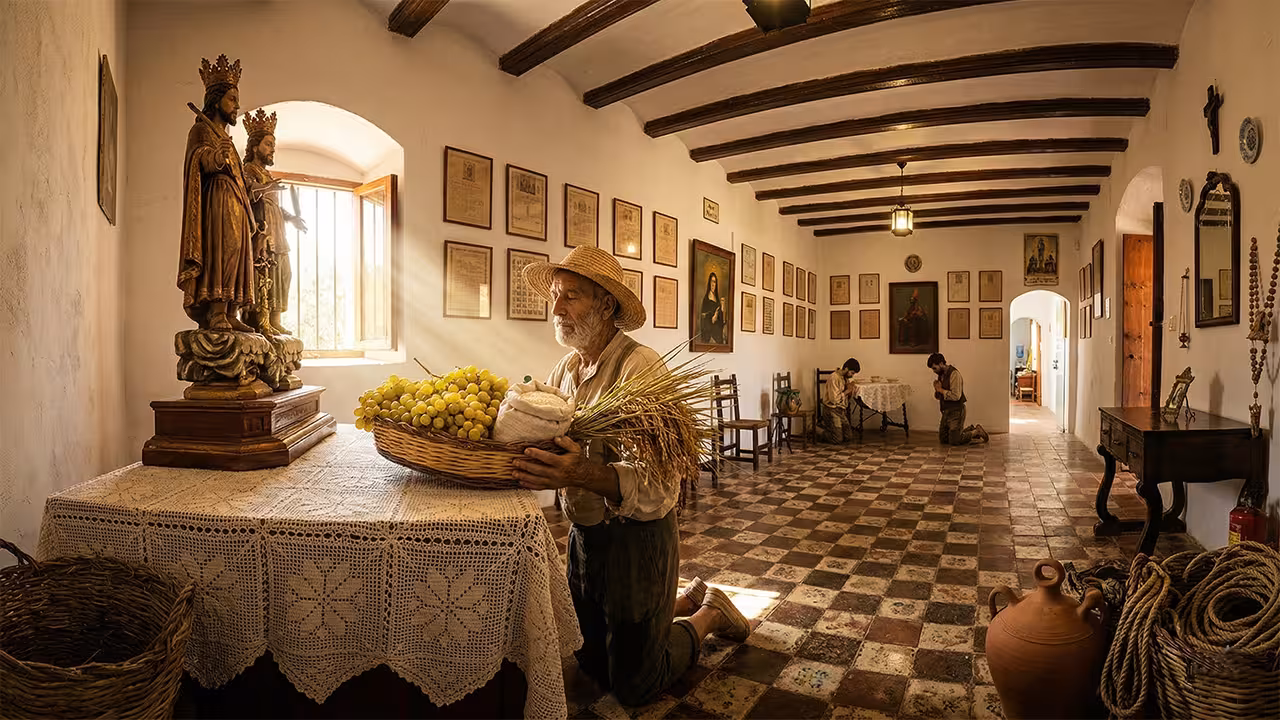 Ofrenda en la luz de la sacristía
